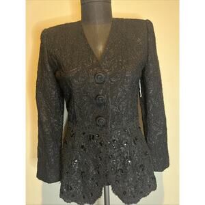Rickie Freeman For T.J. Nites Black Sparkles Size 6 Dress Jacket Formal